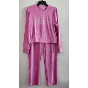 JUICY COUTURE-SLEEPWEAR/LOUNGEWARE-Pink-Studded-Top and Bottom-Size LARGE